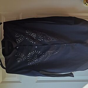 H&M Women's Soft Blue Button Down Casual Business Shirt | SMALL